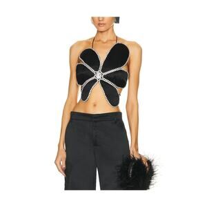 Area Crystal Mussel Black Viscose Flower Top Size 0